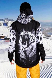 Snowsea Marka White Tiger Özel Tasarım Kadın Snowboard Kayak Montu ürün fotoğrafı