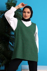Kadın Kazayağı Desenli Tüvit Süveter ürün fotoğrafı