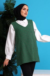 Kadın Kazayağı Desenli Tüvit Süveter ürün fotoğrafı