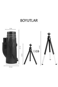 80x100 Yüksek Çözünürlüklü Taşıma Çantalı Tripotlu Monoküler Teleskop Monoküler Dürbün ürün fotoğrafı