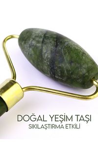 3'lü Cilt Bakım Seti Yeşim Taşı Gua Sha Masaj Taşı Maske Sürme Aparatı Beyaz ürün fotoğrafı