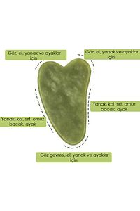 3'lü Cilt Bakım Seti Yeşim Taşı Gua Sha Masaj Taşı Maske Sürme Aparatı Beyaz ürün fotoğrafı