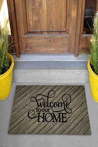 Gri Welcome Home Dekoratif Kapı Önü Paspası ürün fotoğrafı