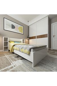 Smart 90x190 Ölçülerinde Yatak Uyumlu Raflı Tek Kişilik Karyola, Beyaz - Smart ürün fotoğrafı