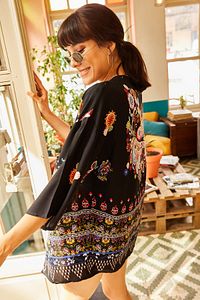 Kadın Siyah Eteği Sulu Kimono KMN-00000016 ürün fotoğrafı