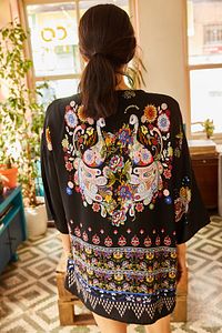 Kadın Siyah Eteği Sulu Kimono KMN-00000016 ürün fotoğrafı