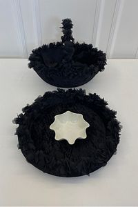 Siyah Gelin Kına Gecesi Tepsi Ve Sepeti, Düğün, Sünnet, Nişan, Söz, Kadife Üç Boyutlu Lazer Çiçekli ürün fotoğrafı