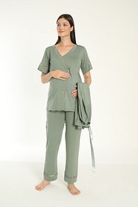 Yeşil Sabahlıklı Hamile Ve Lohusa Pijama Takımı ürün fotoğrafı