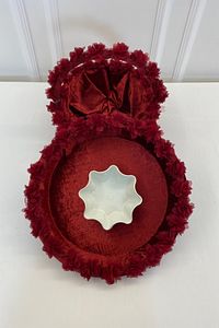 Kına Tepsisi, Nişan, Nikah, Söz, Kına Sepeti, Bordo Kadife Üç Boyutlu Lazer Çiçek Süslemeli ürün fotoğrafı