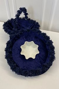 Lacivert Gelin Kına Gecesi Tepsi Ve Sepeti, Düğün, Sünnet, Nişan, Kadife Üç Boyutlu Lazer Çiçekli ürün fotoğrafı