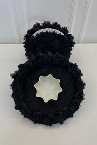 Siyah Gelin Kına Gecesi Tepsi Ve Sepeti, Düğün, Sünnet, Nişan, Söz, Kadife Üç Boyutlu Lazer Çiçekli ürün fotoğrafı