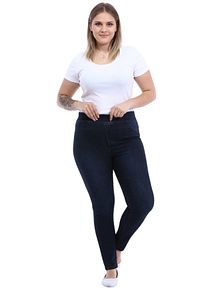 Kadın Kot Pantolon Toparlayıcı Full Likra Beli Lastikli Yüksek Bel Büyük / Küçük Beden- K. Lacivert ürün fotoğrafı