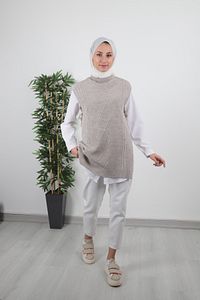 Kadın Tesettür Örgü Süveter ürün fotoğrafı