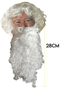 1 Noel Baba Şapka-1 Sakal Set:kırmızı Yılbaşı Şapkası Uzun Beyaz Kıvırcık Gür(YETİŞKİN-ÇOCUK) Sakalı ürün fotoğrafı