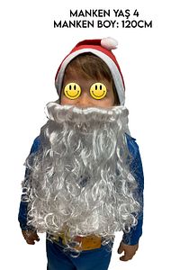 1 Noel Baba Şapka-1 Sakal Set:kırmızı Yılbaşı Şapkası Uzun Beyaz Kıvırcık Gür(YETİŞKİN-ÇOCUK) Sakalı ürün fotoğrafı
