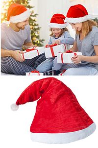 1 Adet Kırmızı Polar Noel Baba - Noel Anne Şapkası Beyaz Ponponlu Yetişkin Yılbaşı Şapka Christmas ürün fotoğrafı