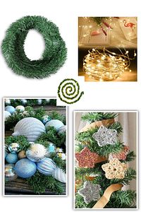 Yılbaşı Dekoratif Peri Led Garland Çam Ağaçı Dalı Sarmal Tel Işıklı Yeni Yıl Süsleri 5 Metre Günışığ ürün fotoğrafı