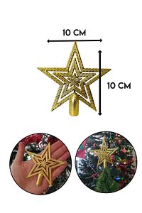 10cm Yılbaşı Çam Ağaçı Altın Gold Tepe Yıldızı Yeni Yıl Metalik Tepe Süsü Yıldız ürün fotoğrafı
