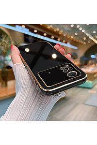 Xiaomi Poco X4 Pro 5g Uyumlu Kılıf Kamera Korumalı Parlak Gold Kenarlı Yumuşak Silikon Kapak ürün fotoğrafı