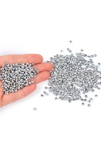 50 Gram - 4 Mm Parlak Gümüş Renk Büyük Boy Kum Boncuk, Takı Yapım Boncuğu, (50 Gram,~ 650-700 Adet) ürün fotoğrafı