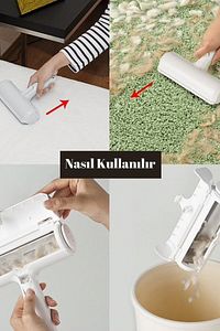 Hazneli Kedi Köpek Evcil Hayvan Kazak Kıyafet Elbise Halı Yatak Tüy Temizleyici Kıl Toz Toplayıcı ürün fotoğrafı