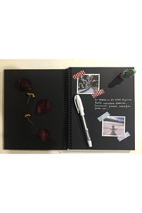 Siyah Yapraklı Defter Ahşap Kapaklı Anı Defteri Anahtar-kilit Fotoğraf Albüm Defteri 35 Yaprak 165gr ürün fotoğrafı