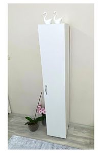 Çok Amaçlı Dolap Tek Kapaklı Dolap 5 Raflı Banyo Dolabı Mutfak Kiler Dolabı Beyaz Erzak Dolabı ürün fotoğrafı