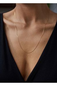 Gold Renk 60 Cm Unisex Çelik Ince Italyan Zincir Kolye ürün fotoğrafı