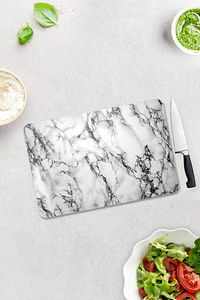 Cam Kesme Tahtası Cam Kesim Tablası Beyaz Mermer Görünümlü 30cm x 40cm ürün fotoğrafı