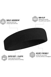 Sporcu Saç Bandı Kafa Bandı Headband Havlu Saç Bandı Siyah ürün fotoğrafı