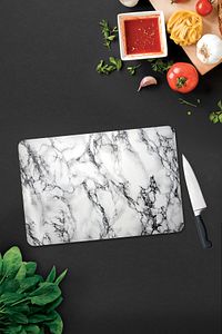 Cam Kesme Tahtası Cam Kesim Tablası Beyaz Mermer Görünümlü 30cm x 40cm ürün fotoğrafı