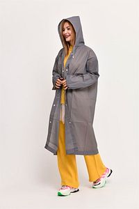Unisex Kapüşonlu Su Geçirmez Gri Trend Yağmurluk ürün fotoğrafı