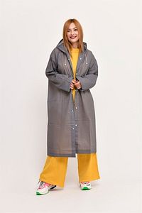 Unisex Kapüşonlu Su Geçirmez Gri Trend Yağmurluk ürün fotoğrafı