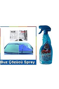 Araba Oto Cam Buz Çözücü Sprey (500 ML) Oto Buz Kar Kazıyıcı Temizleyici Kar Temizleyici 2'li Set ürün fotoğrafı