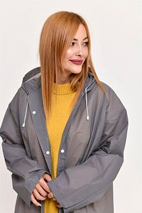 Unisex Kapüşonlu Su Geçirmez Gri Trend Yağmurluk ürün fotoğrafı