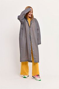Unisex Kapüşonlu Su Geçirmez Gri Trend Yağmurluk ürün fotoğrafı