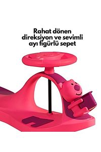 Swing Car Karınca Çocuk Kaykayı Sevimli Ayıcık Sepetli ürün fotoğrafı