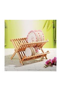 Bambu Katlanabilir Tabaklık Bulaşıklık Küçük Boy 40 Cm X 33 Cm X 26 Cm Fma202157 ürün fotoğrafı