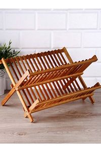 Bambu Katlanabilir Tabaklık Bulaşıklık Küçük Boy 40 Cm X 33 Cm X 26 Cm Fma202157 ürün fotoğrafı