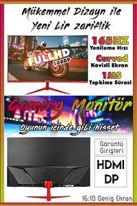 Rx90 Pro i5-3470 16GB 256GB SSD+1TB HDD Gtx1650 23.8" 165Hz Curved Oyuncu Masaüstü Bilgisayarı ürün fotoğrafı