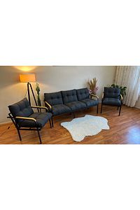 Modern Avcılar Balkon, Bahçe, Cafe - Metal Kanepe Koltuk Takımı - 3+1+1 ürün fotoğrafı