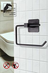 Siyah Banyo Duvara Monte Tuvalet Kağıdı Tutacağı/tuvalet Kağıtlık ürün fotoğrafı