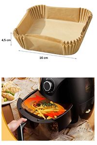 Airfryer Pişirme Kağıdı 50 Adet Hava Fritözü Kare Model Pişirme Kağıdı Airfryer Yağsız Firitöz ürün fotoğrafı