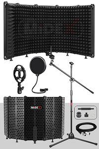 Pf-43x Set Mikrofon Ses Yalıtım Paneli (69X26CM) Stand Filtre Shock Mount Xlr Kablo Sünger ürün fotoğrafı