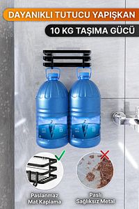 Banyo Düzenleyici Şampuanlık Sabunluk 2 Li Set Lamalı Yapışkanlı 4 Askılı Duş Rafı Organizer ürün fotoğrafı