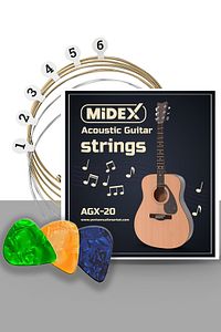 Agx-20 Akustik Gitar Teli Takımı Ve Pena Seti ürün fotoğrafı