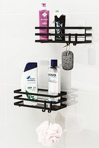 Banyo Düzenleyici Şampuanlık Sabunluk 2 Li Set Lamalı Yapışkanlı 4 Askılı Duş Rafı Organizer ürün fotoğrafı