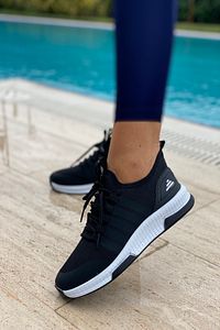 Unisex Siyah Triko Sneaker Spor Ayakkabı ürün fotoğrafı