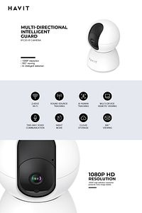 Ipc20 Smart 360° 1080p Gece Görüşlü Ip Kamera ( Türkiye Garantili) Kablosuz Wifi Ev Kamerası ürün fotoğrafı