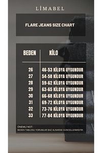 İspanyol Paça Jeans Solmaz Siyah İspanyol Jeans Yüksek Bel Kot Pantolon ürün fotoğrafı
